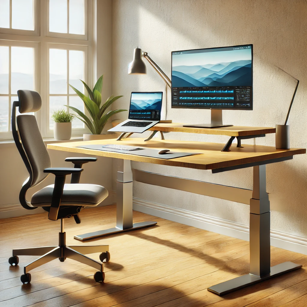 Standing desk in a home office